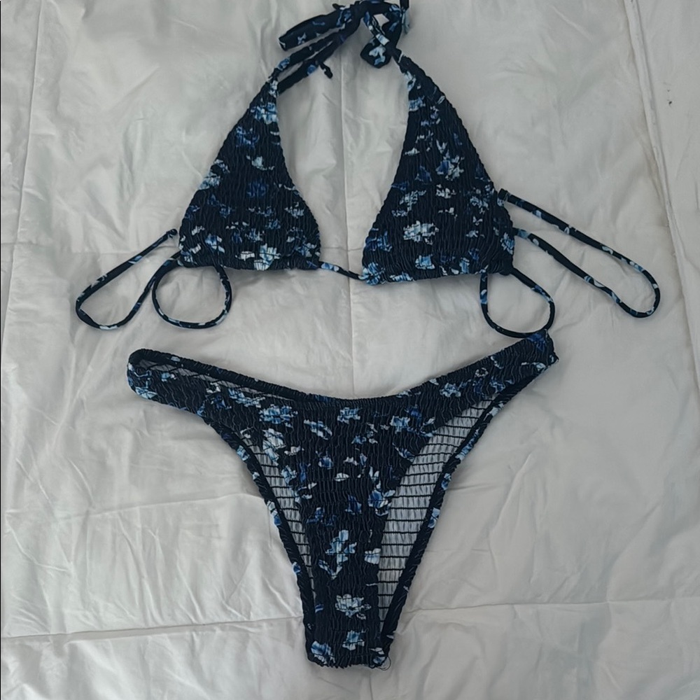 Blue Floral Bikini Set